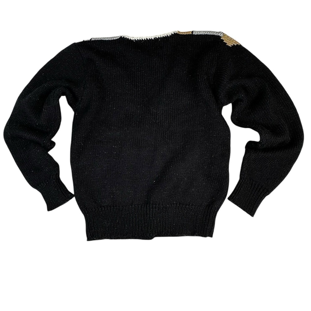 Jaclyn‎ Smith Petite Womens Black Embellished V Neck Knit Sweater Size S - Picture 3 of 7